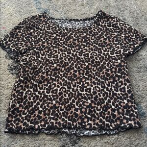 American Eagle Outfitters Short Sleeve Ribbed Top Animal Print Leopard Sz Medium